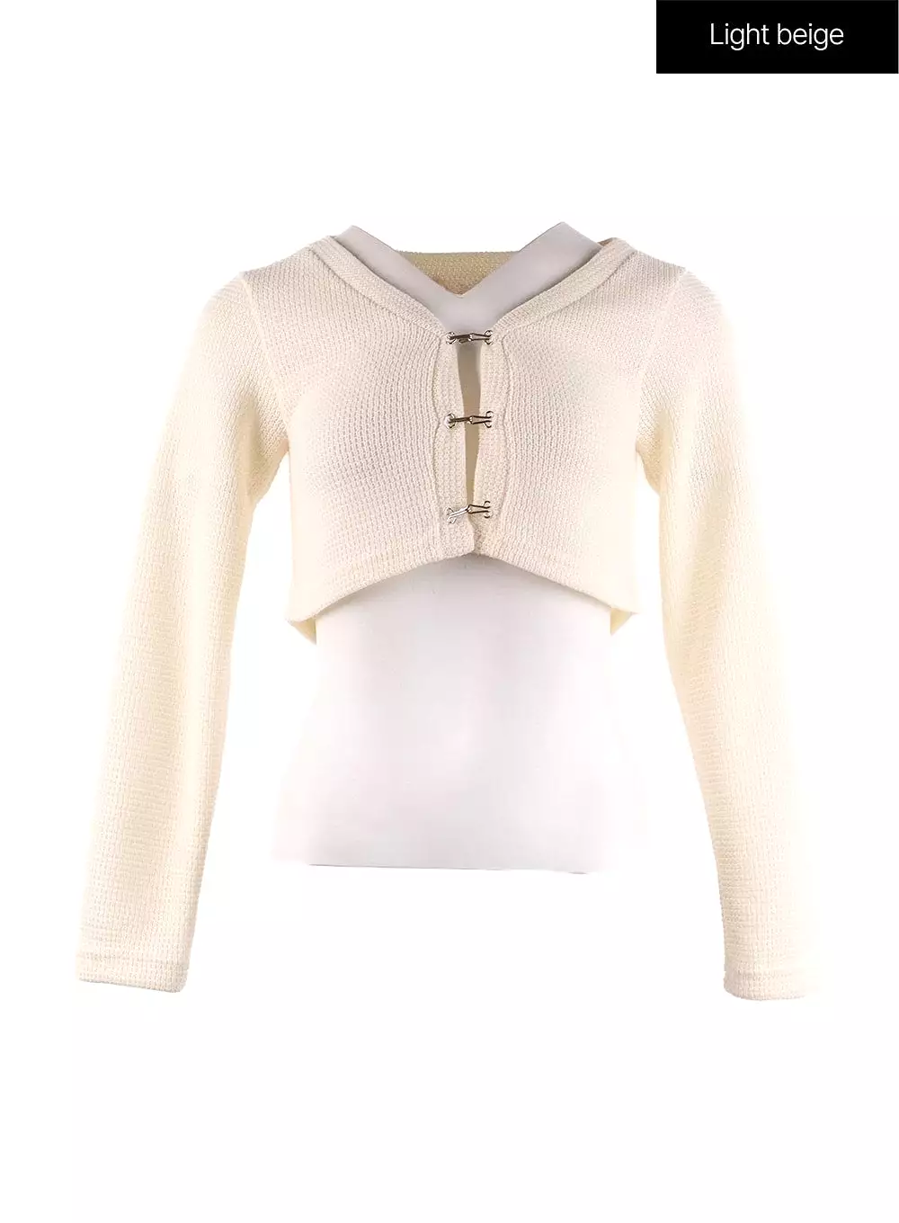 V-Neck Solid Knit Cropped Cardigan IF408