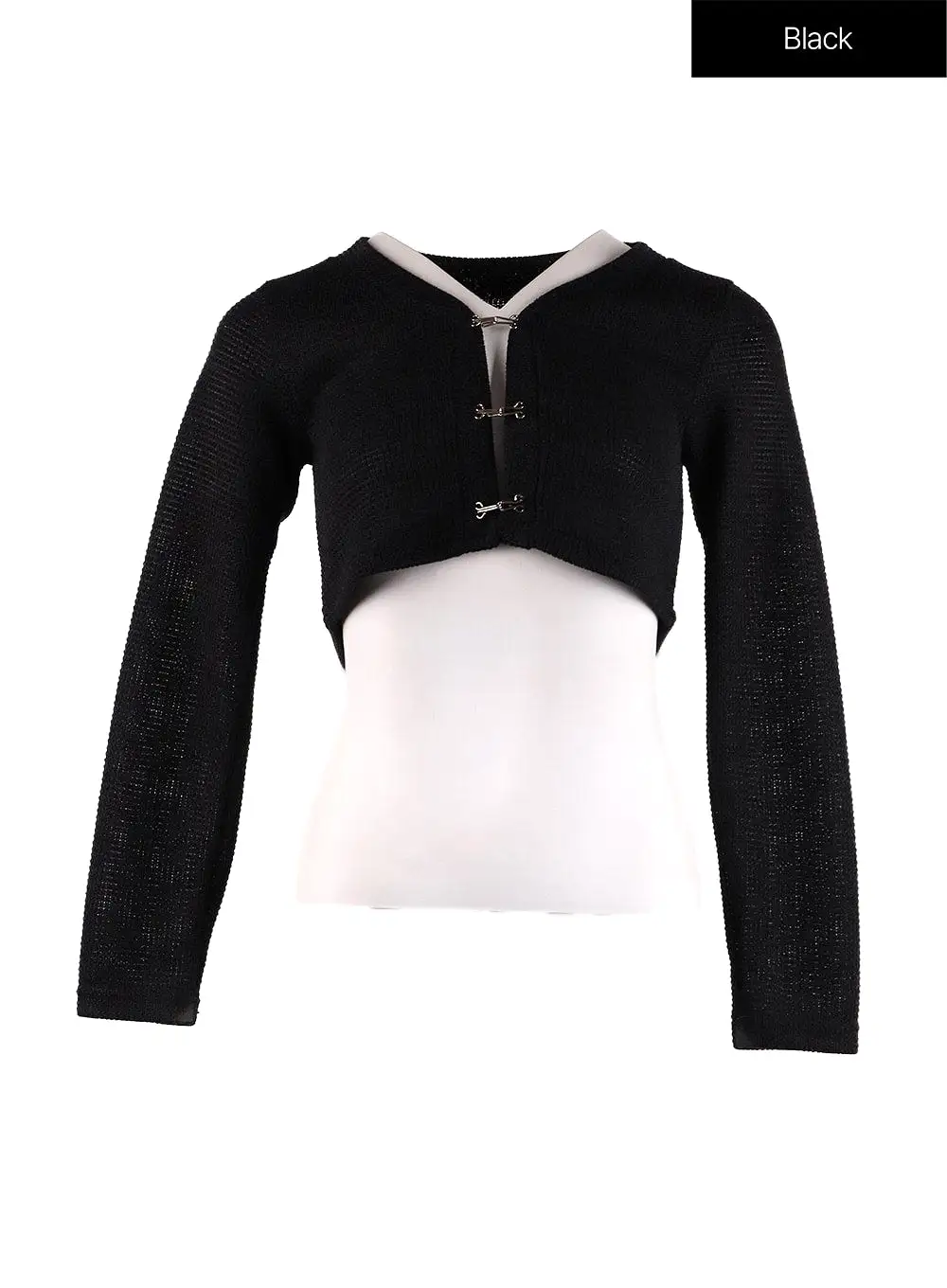 V-Neck Solid Knit Cropped Cardigan IF408