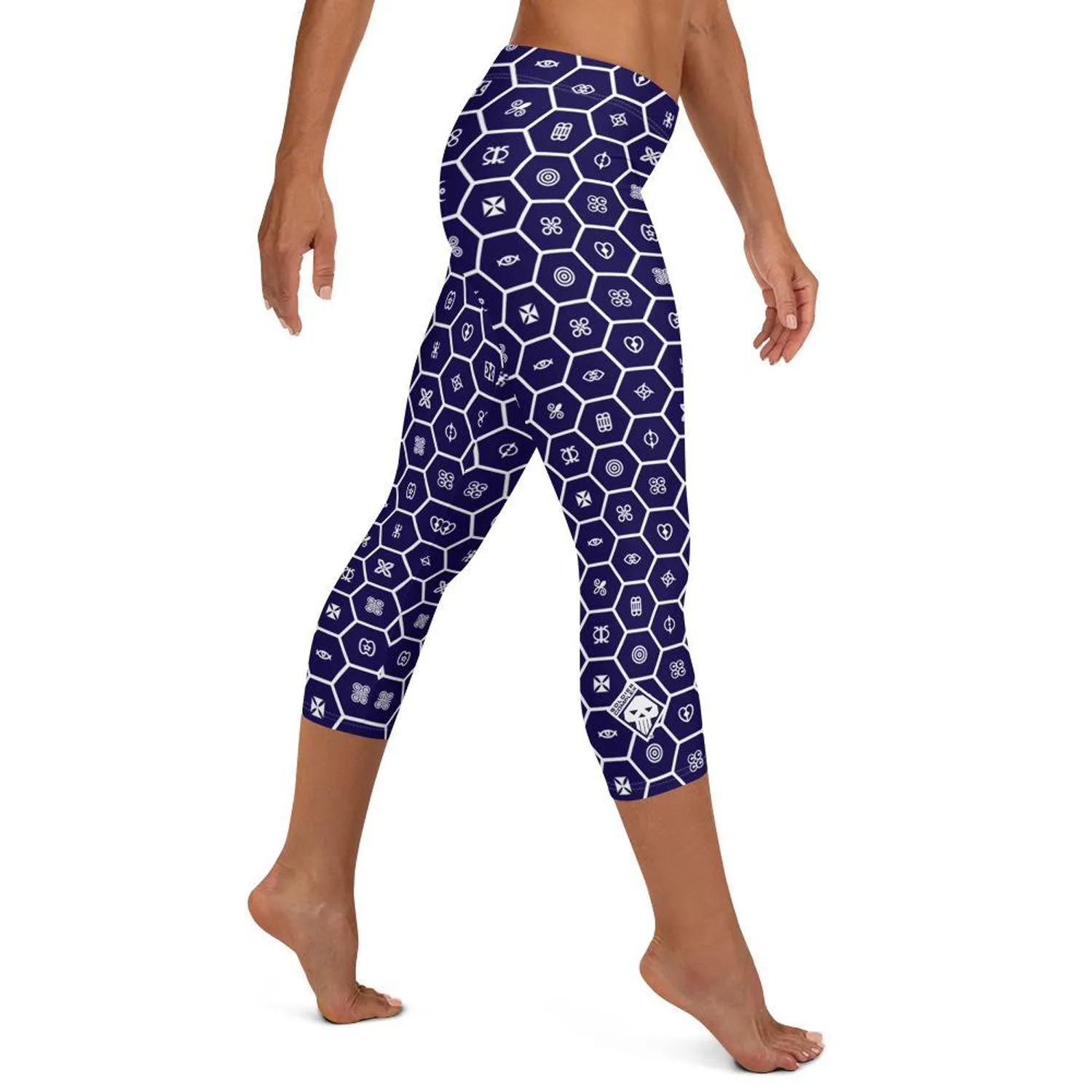 Vibrant African Print Adinkra Capri Yoga Pants: Perfect for Jiu Jitsu Workouts