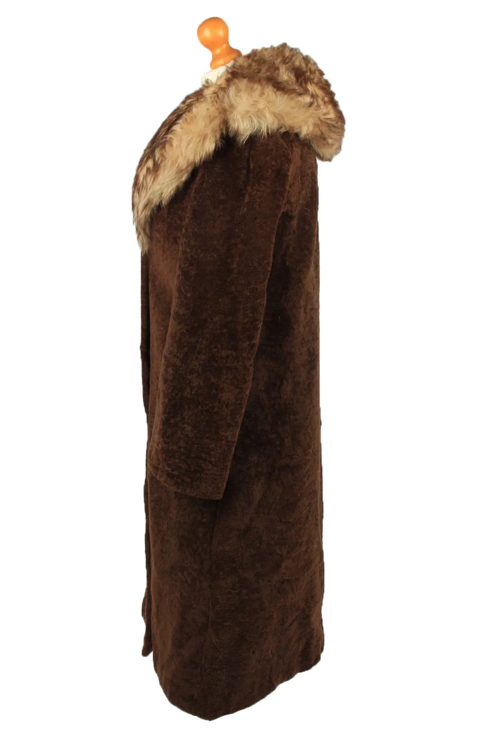 Vintage Koziarske Zavody Jasna Womens Faux Fur Neck Overcoat Size 46 Brown - Pepper Tree London