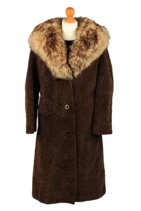 Vintage Koziarske Zavody Jasna Womens Faux Fur Neck Overcoat Size 46 Brown - Pepper Tree London