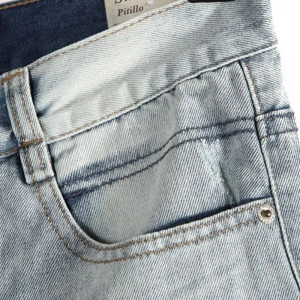 Washed out Jeans pants for Women with Faux holes