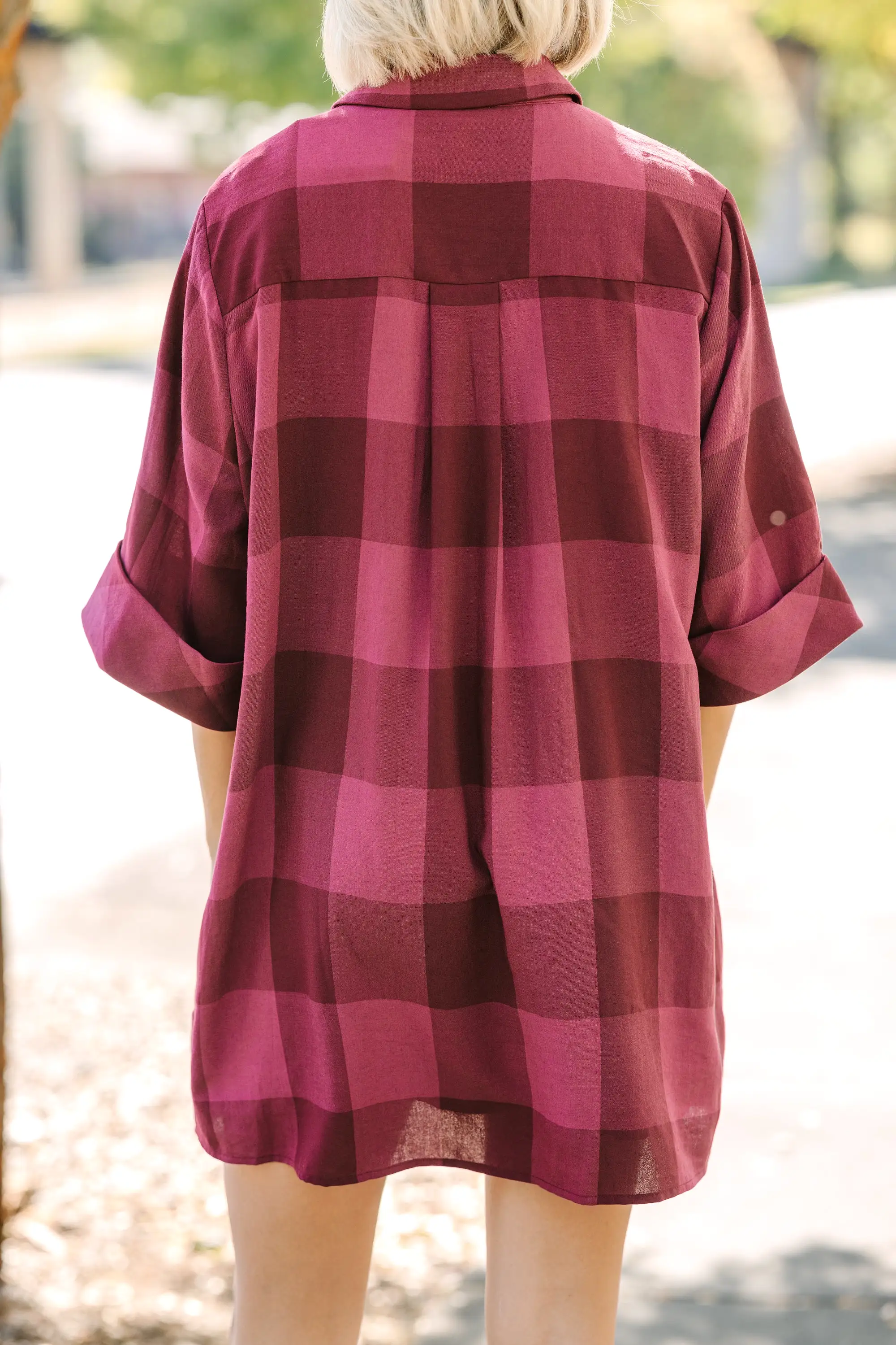 We're Better Together Burgundy Red Plaid Babydoll Dress