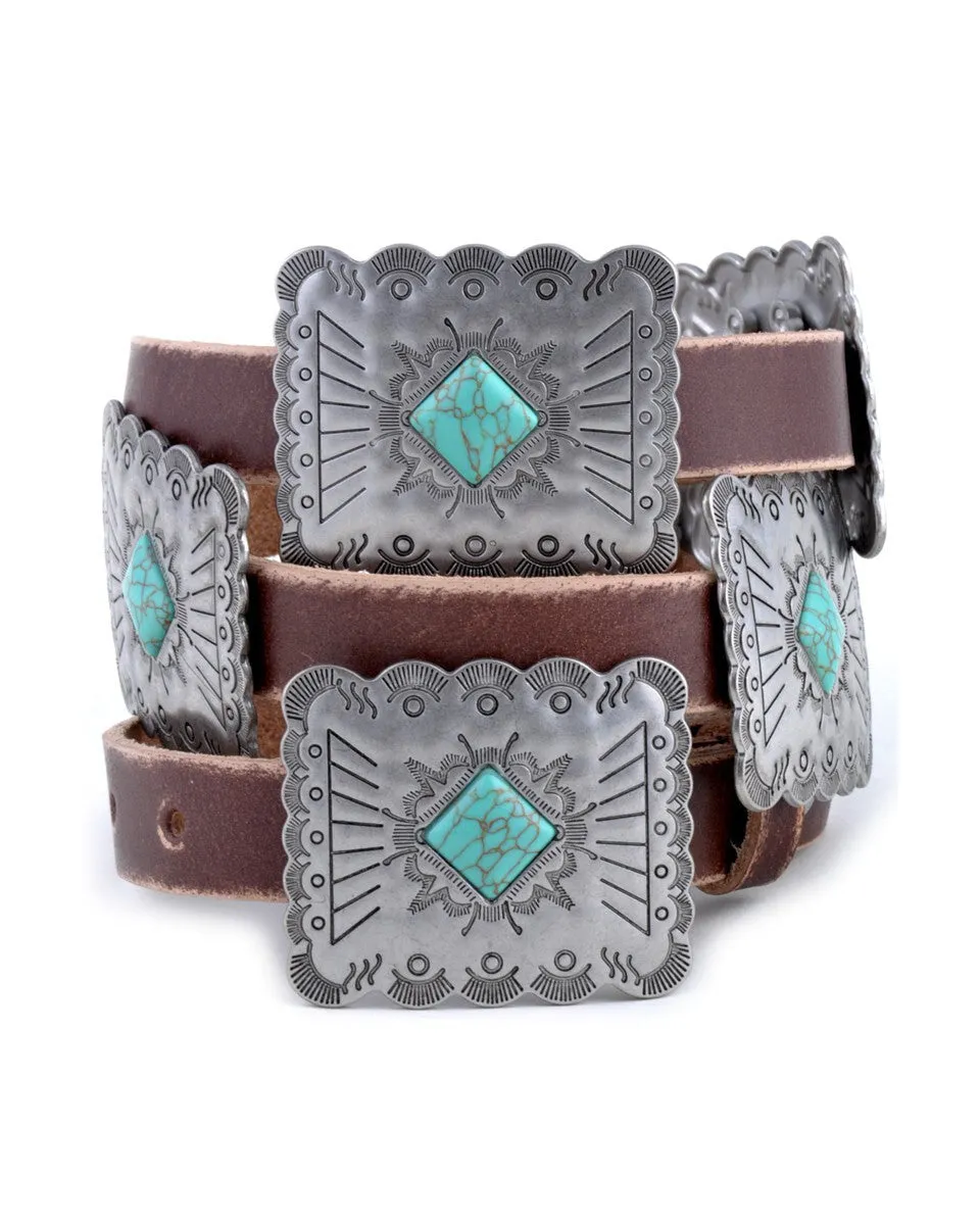 Western Concho Leather Belt