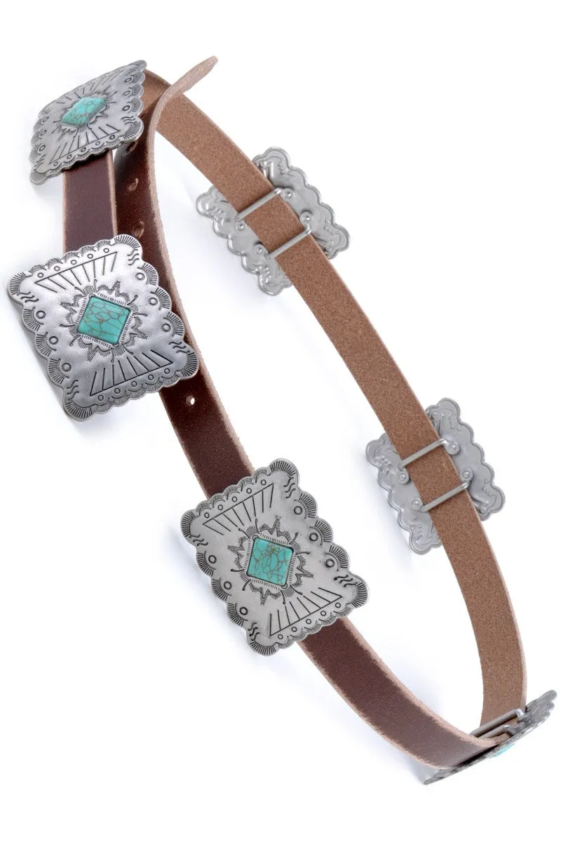 Western Concho Leather Belt