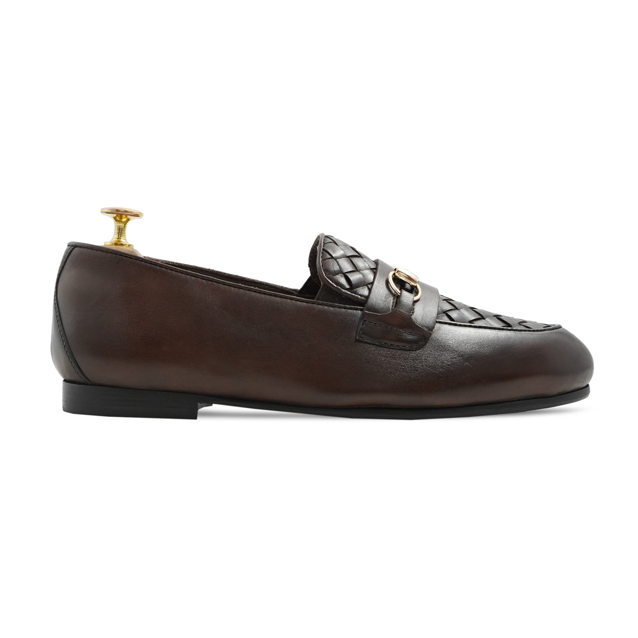 Windsorian - Men's Dark Brown Calf And Hand Woven Leather Loafer