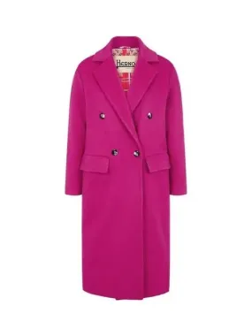 Women s no cheat lapel double wool coat dark pink 270011