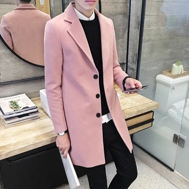 Xituodai 2022 Fashion Men Wool & Blends Mens Casual Business Trench Coat Mens Leisure Overcoat Male Punk Style Blends Dust Coats