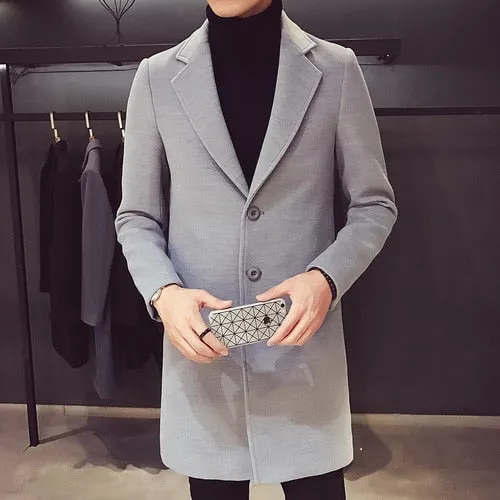 Xituodai 2022 Fashion Men Wool & Blends Mens Casual Business Trench Coat Mens Leisure Overcoat Male Punk Style Blends Dust Coats