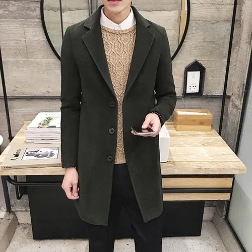 Xituodai 2022 Fashion Men Wool & Blends Mens Casual Business Trench Coat Mens Leisure Overcoat Male Punk Style Blends Dust Coats