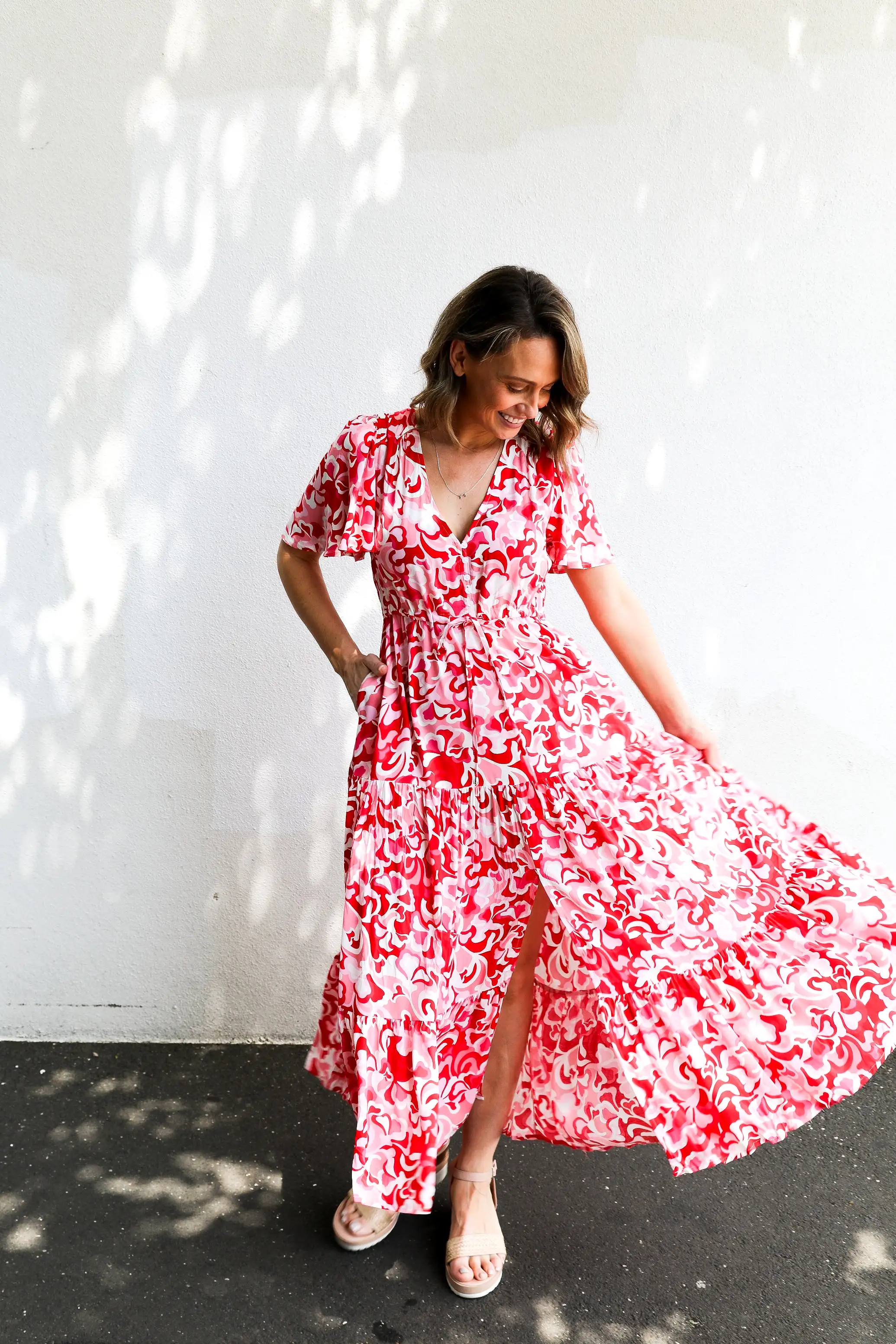 Zoe Maxi (Pink & Red Print)